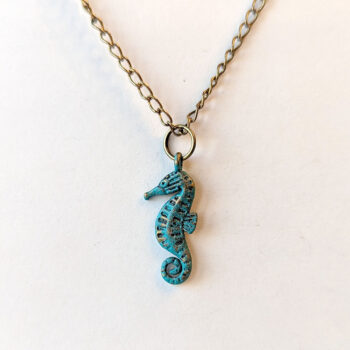 Antique Bronze Patina Seahorse Vintage Style Necklace