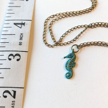 Antique Bronze Patina Seahorse Vintage Style Necklace - Image 3