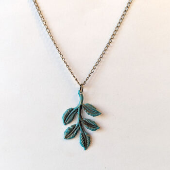 Leaf Branch Vintage Style Antique Patina Bronze Necklace - Image 4