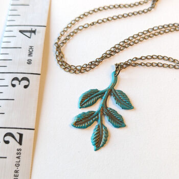 Leaf Branch Vintage Style Antique Patina Bronze Necklace - Image 3