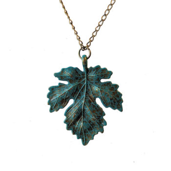 Antique Bronze Patina Large Maple Leaf Vintage Style Necklace