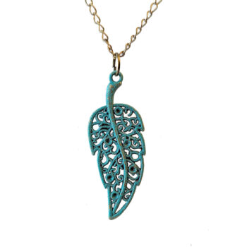 Antique Bronze Patina Hollow Leaf Vintage Style Necklace