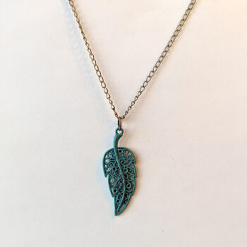 Antique Bronze Patina Hollow Leaf Vintage Style Necklace - Image 4