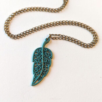 Antique Bronze Patina Hollow Leaf Vintage Style Necklace - Image 2