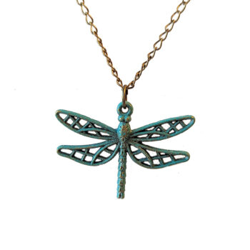 Hollow Dragonfly Necklace Antique Bronze Patina