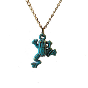 Antique Bronze Patina Frog Vintage Style Necklace