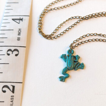 Antique Bronze Patina Frog Vintage Style Necklace - Image 3