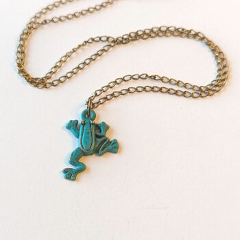 Antique Bronze Patina Frog Vintage Style Necklace - Image 2