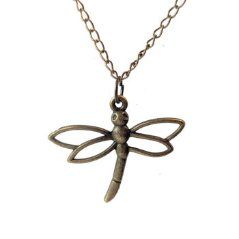 Hollow Dragonfly Necklace Antique Bronze