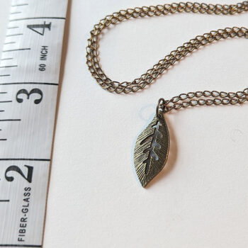 Oval Hollow Leaf Pendant Antique Bronze Necklace - Image 3