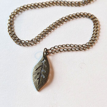 Oval Hollow Leaf Pendant Antique Bronze Necklace - Image 2