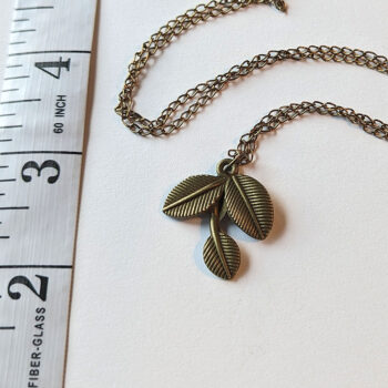 Antique Bronze Three Leaf Branch Pendant Necklace - Image 3