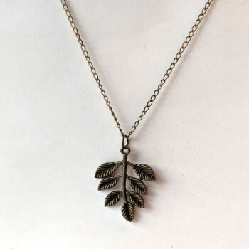 Antique Bronze Branch With Leaves Leaf Pendant Necklace - Image 4