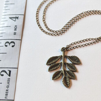 Antique Bronze Branch With Leaves Leaf Pendant Necklace - Image 3