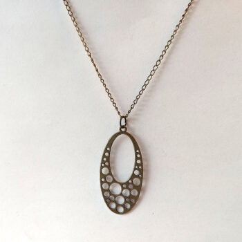 Antique Bronze Large Oval Vintage Style Necklace - Image 4