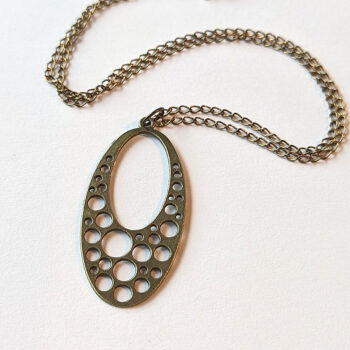 Antique Bronze Large Oval Vintage Style Necklace - Image 2