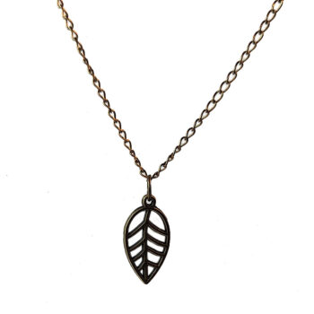 Teardrop Hollow Leaf Pendant Antique Bronze Necklace