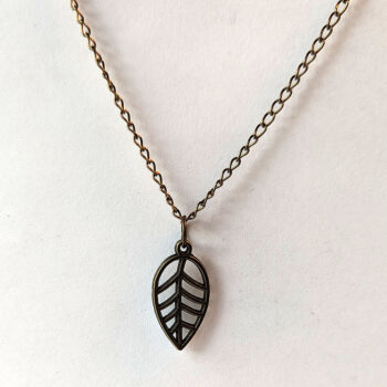 Teardrop Hollow Leaf Pendant Antique Bronze Necklace - Image 3