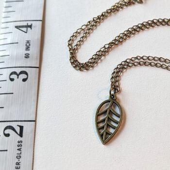 Teardrop Hollow Leaf Pendant Antique Bronze Necklace - Image 2