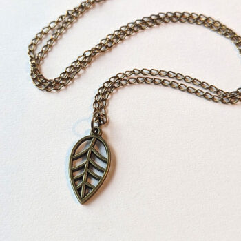 Teardrop Hollow Leaf Pendant Antique Bronze Necklace