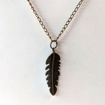 Antique Bronze Long Narrow Leaf Vintage Style Necklace