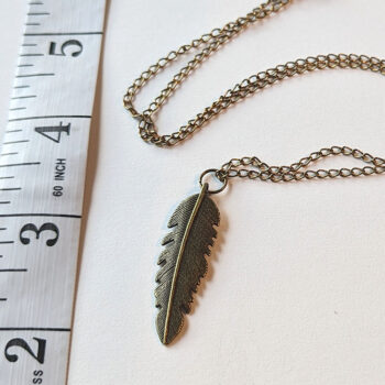 Antique Bronze Long Narrow Leaf Vintage Style Necklace - Image 3