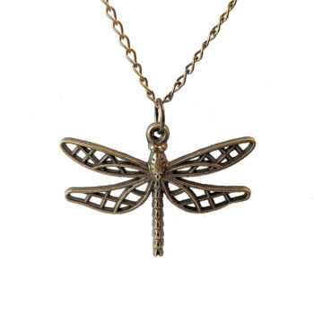 Hollow Antique Bronze Cutout Dragonfly Necklace