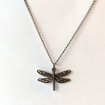 Hollow Antique Bronze Cutout Dragonfly Necklace - Image 4