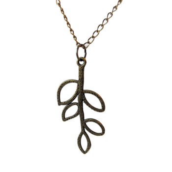 Antique Bronze Hollow Cutout Leaves Branch Necklace