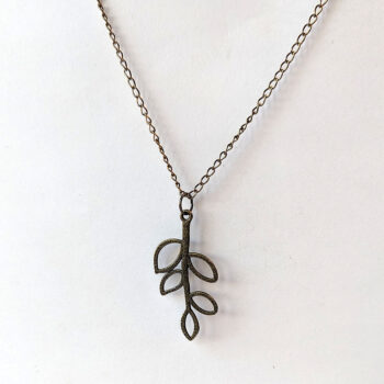 Antique Bronze Hollow Cutout Leaves Branch Necklace - Image 3