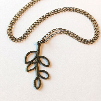 Antique Bronze Hollow Cutout Leaves Branch Necklace - Image 4