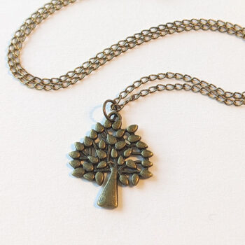 Antique Bronze Tree With Leaves Necklace - Image 2