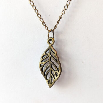 Teardrop Hollow Crinkle Leaf Pendant Antique Bronze