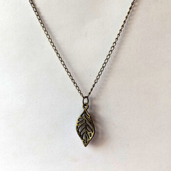 Teardrop Hollow Crinkle Leaf Pendant Antique Bronze - Image 4