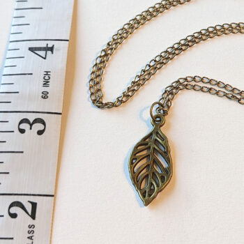 Teardrop Hollow Crinkle Leaf Pendant Antique Bronze - Image 3