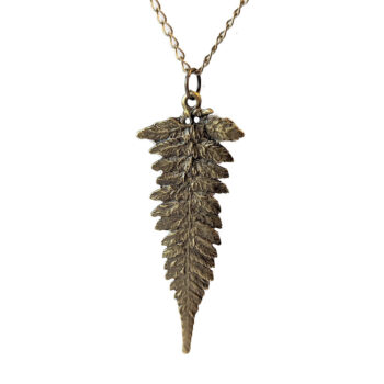 Antique Bronze Large Long Leaf Vintage Style Necklace