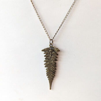 Antique Bronze Large Long Leaf Vintage Style Necklace - Image 4