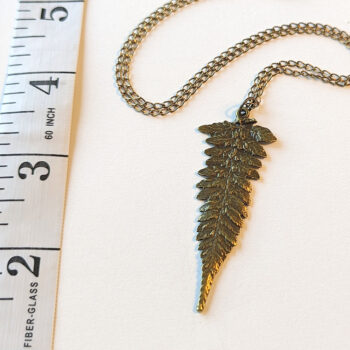 Antique Bronze Large Long Leaf Vintage Style Necklace - Image 3