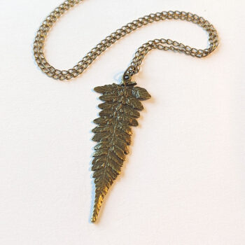 Antique Bronze Large Long Leaf Vintage Style Necklace - Image 2