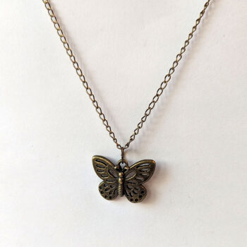 Antique Bronze Hollow Butterfly Vintage Style Necklace - Image 4