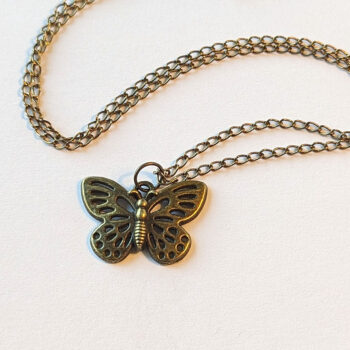 Antique Bronze Hollow Butterfly Vintage Style Necklace - Image 2