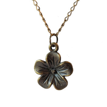 Antique Bronze Five Petal Flower Necklace