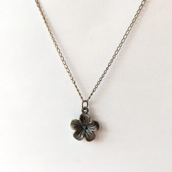 Antique Bronze Five Petal Flower Necklace - Image 4