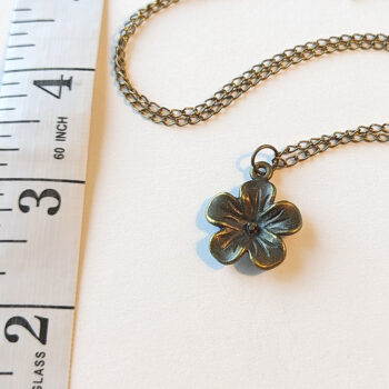 Antique Bronze Five Petal Flower Necklace - Image 3