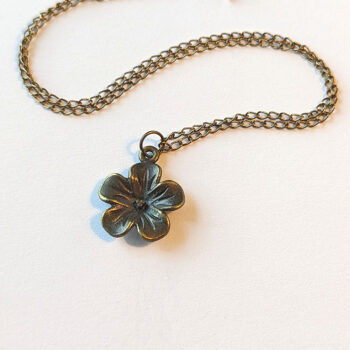 Antique Bronze Five Petal Flower Necklace - Image 2