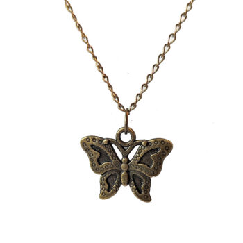 Butterfly Vintage Style Necklace Antique Bronze