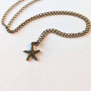 Antique Bronze Small Textured Starfish Necklace