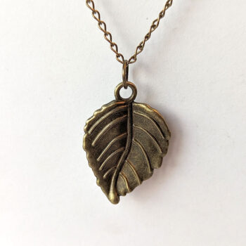 Antique Bronze Vein Leaf Pendant Necklace