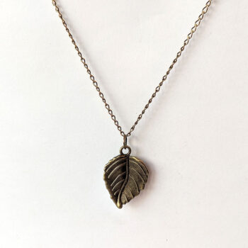 Antique Bronze Vein Leaf Pendant Necklace - Image 4