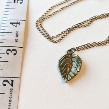 Antique Bronze Vein Leaf Pendant Necklace - Image 3